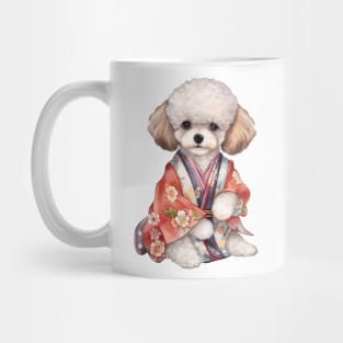 Watercolor Poodle Dog in Kimono Mug